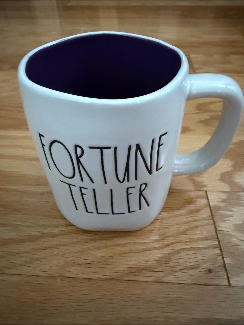 Rae Dunn Fortune Teller Ceramic Coffee Mug - White with Purple Interior Hallowen